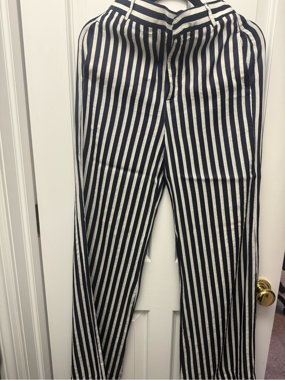 Zara Black and White Vertical Stripe Chinos